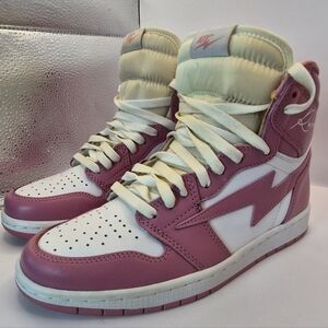 Women’s High-Top Sneakers — Pink & White Lightning Accent
